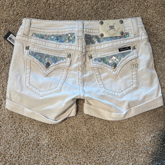 Miss Me White Sequin Women's Shorts